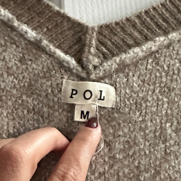 POL V-Neck Oversized Leopard Print Striped Sweater Brown Cozy Women’s M Casual - Picture 3 of 7